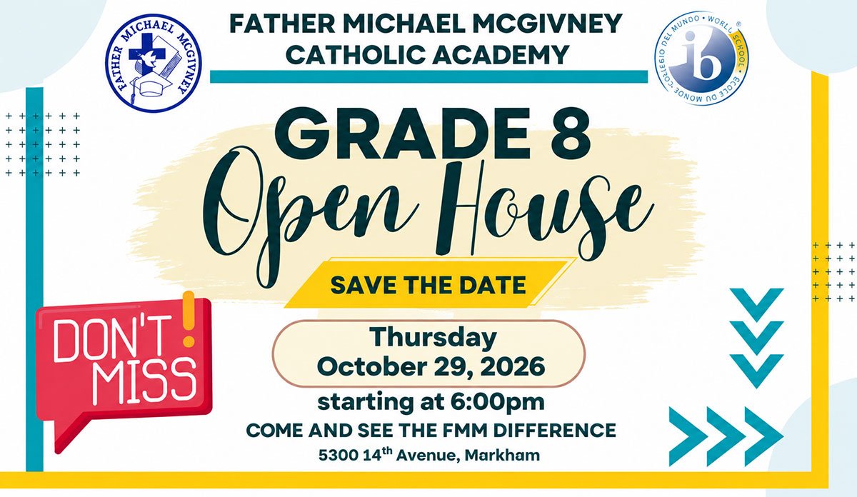 Grade 8 Open House – Save the Date!